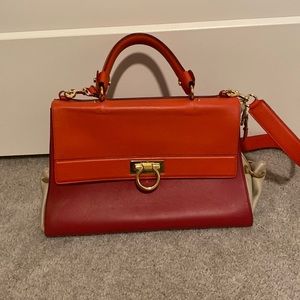 SALVATORE FERRAGAMO Top Handle Satchel w/ detachable strap
